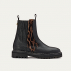 Black and Ocelot Leather Ziggy Chelsea Boots