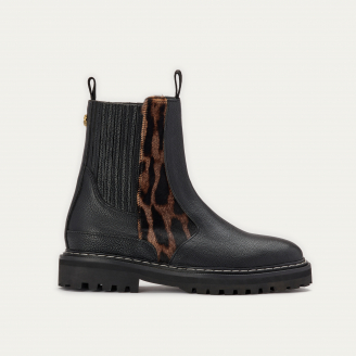 Bottines Chelsea Cuir Ziggy Noir et Ocelot