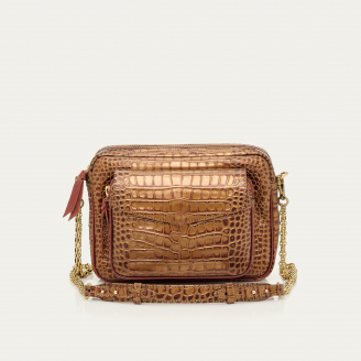 Metallic Bark Embossed Croco Leather Big Charly bag