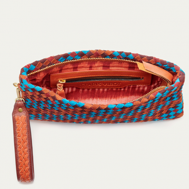 Braided Tricolor Leathers Clutch Lou