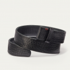 Ceinture Cuir Embossé Croco Noir