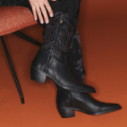 Embroidered Black Leather Lucienne Boots