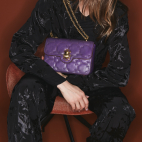 Purple Leather Embroidered Ava Medium