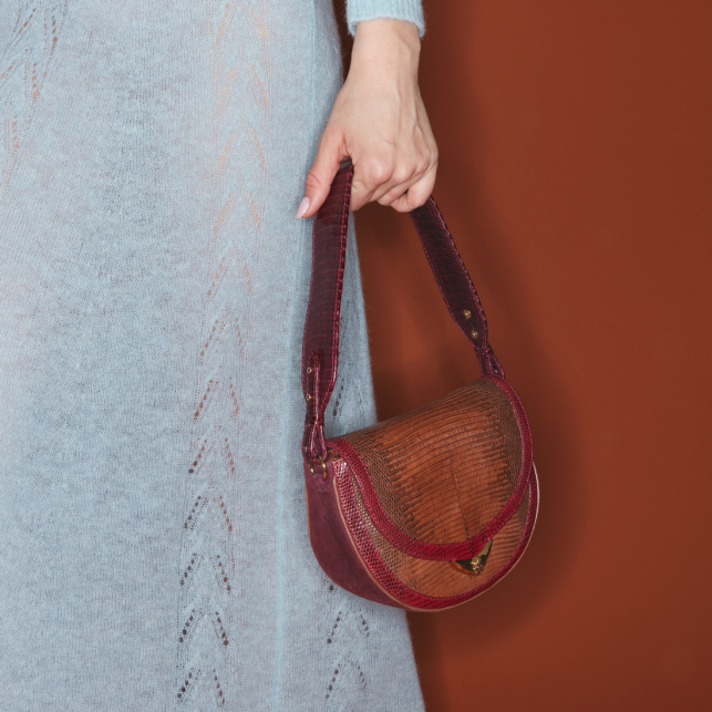 Burgundy Moka Lizard Bag Victoria