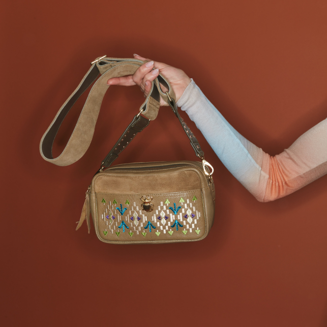 Olive Leathers Embroided Lily Bag