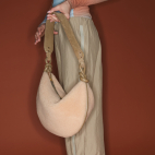 Cream Shearling Leather Chris Bag