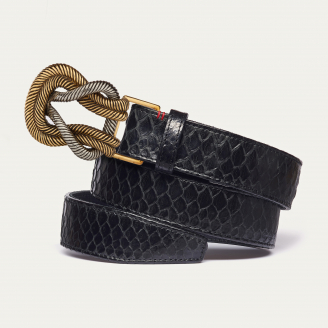 Black Python Knot Belt