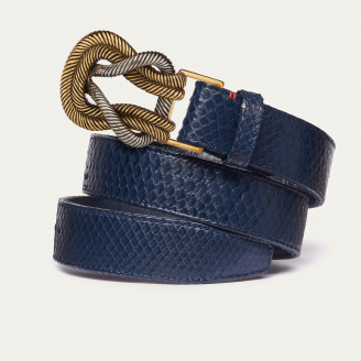 Navy Python Knot Belt