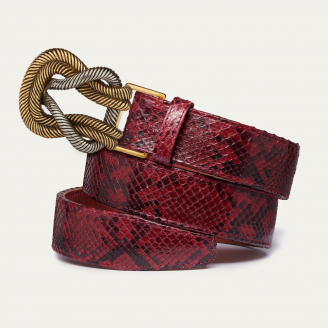 Burgundy Python Knot Belt