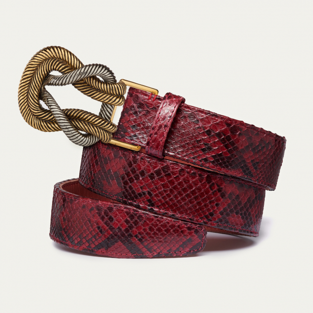 Burgundy Python Knot Belt