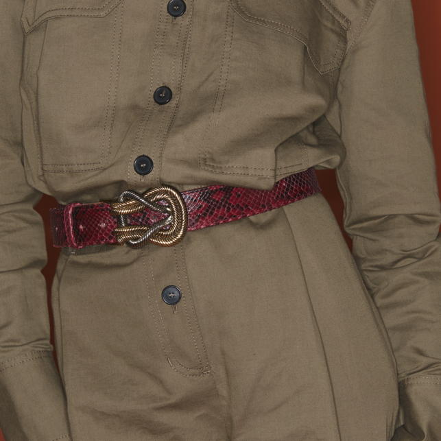 Burgundy Python Knot Belt