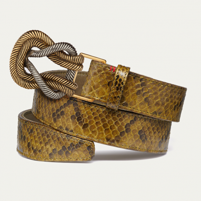 Kaki Python Knot Belt