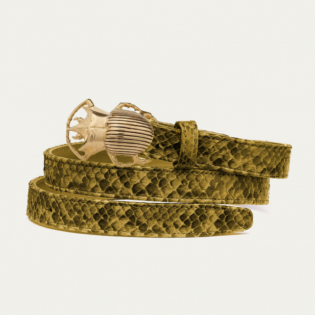 Kaki Python Golden Beetle Baby Belt