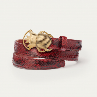 Baby Ceinture Python Bordeaux Scarabée Doré