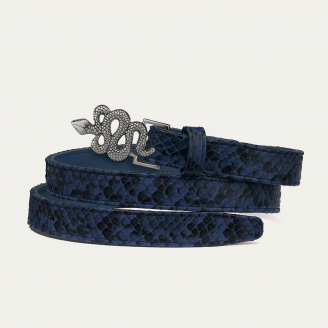 Navy Python Silver Snake Baby Belt