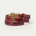 Burgundy Python Golden Snake Baby Belt