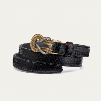 Baby Ceinture Python Noir Noeud