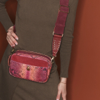 Pink burgundy Python Lily Bag