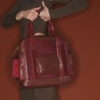 Bark and Hot Wine Leather Leo Bag