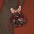 Ocelot and burgundy Leathers Bag Cesar
