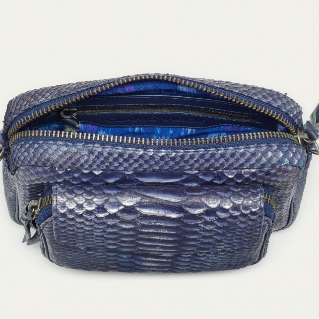 Ice Blue Metallic Python Bag Charly