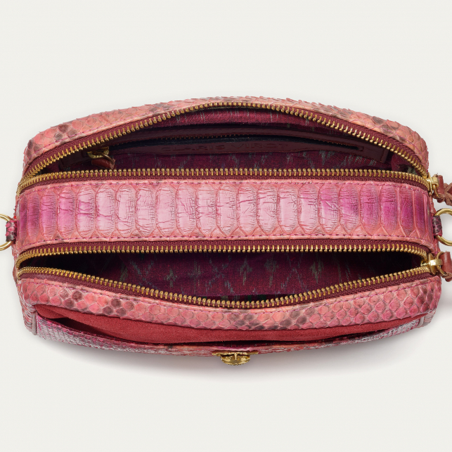 Pink burgundy Python Lily Bag