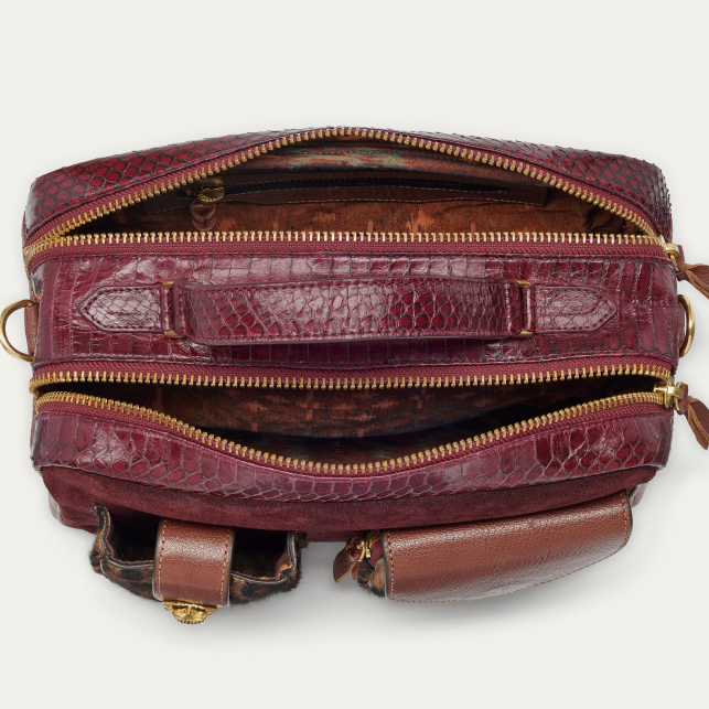 Ocelot and burgundy Leathers Bag Cesar