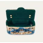 Blue Snowflake Silk Velvet Mini Ava Bag