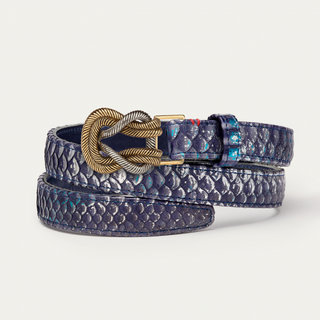 Baby Ceinture Python. Bleu Glacier Noeud