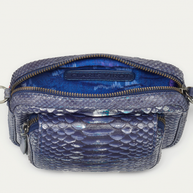 Ice Blue Metallic Python Baby Charly Bag