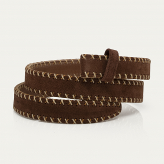 Cognac Thick Suede Embroidered Baby Belt