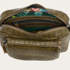 Kaki Embossed Croco Leather Charly Bag
