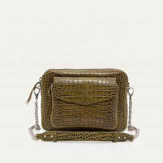 Kaki Embossed Croco Big Charly Bag