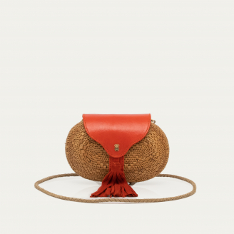 Sac Chiara Cuir Orange Goyave et Osier