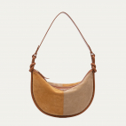 Sac Veau Velours Chris Bicolore Beige