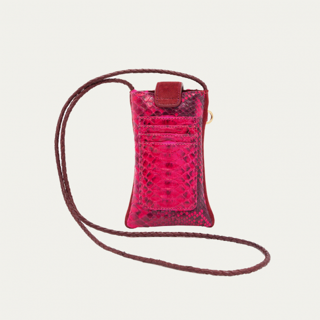 Etui à Telephone Double Marcus Python Celosia Rose