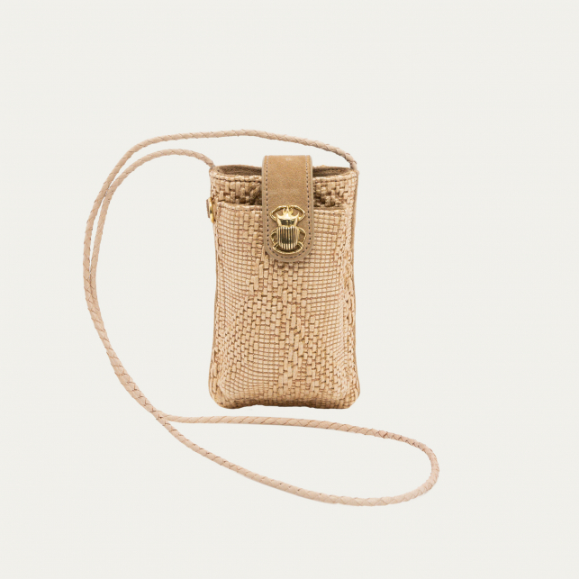 Raffia Fabric Phone Bag Double Marcus