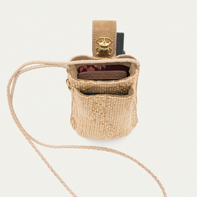 Raffia Fabric Phone Bag Double Marcus