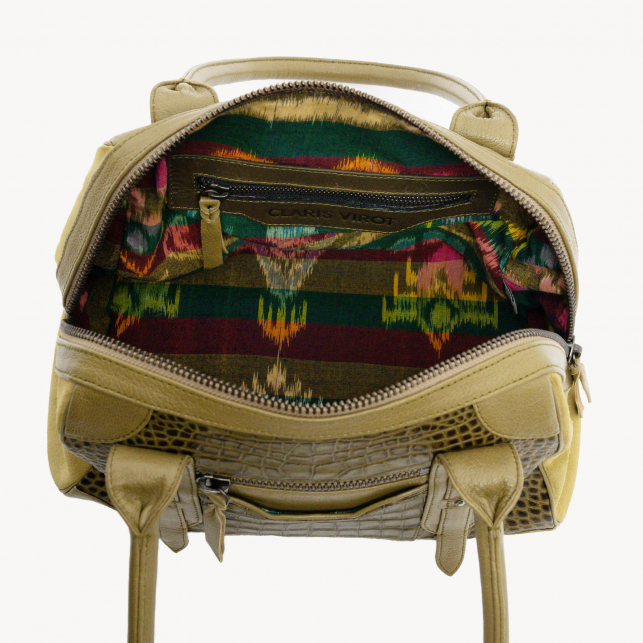 Sac Bowling Cuir Embossé Croco June S Kaki