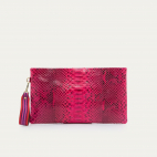 Pochette Python Lou Celosia Rose