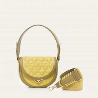 Corn Embroidered Leather Victoria Bag