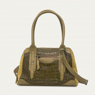 Kaki Embossed Leather June S Bowling Bag