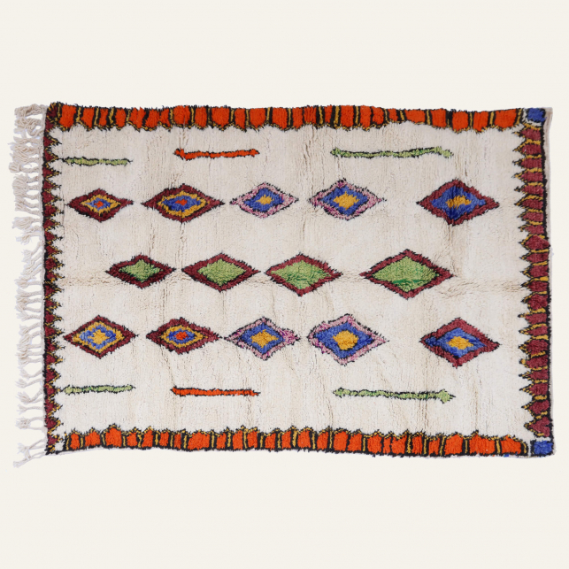 Boujad White and Orange Berber Carpet