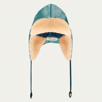 Ice Blue Metallic Shearling Chapka