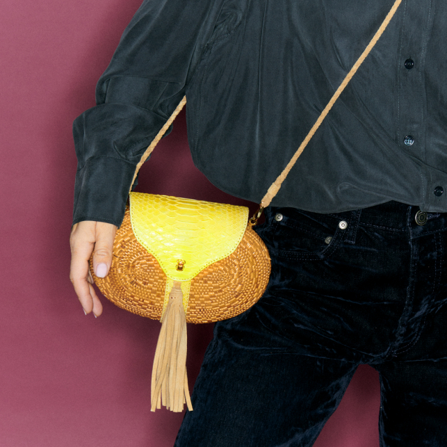 Sac Chiara Python Jaune Mais et Osier