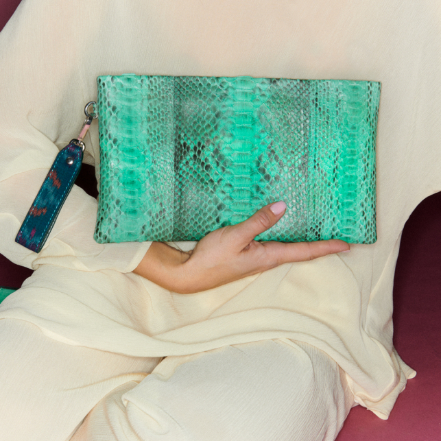 Tulum Python Lou Clutch