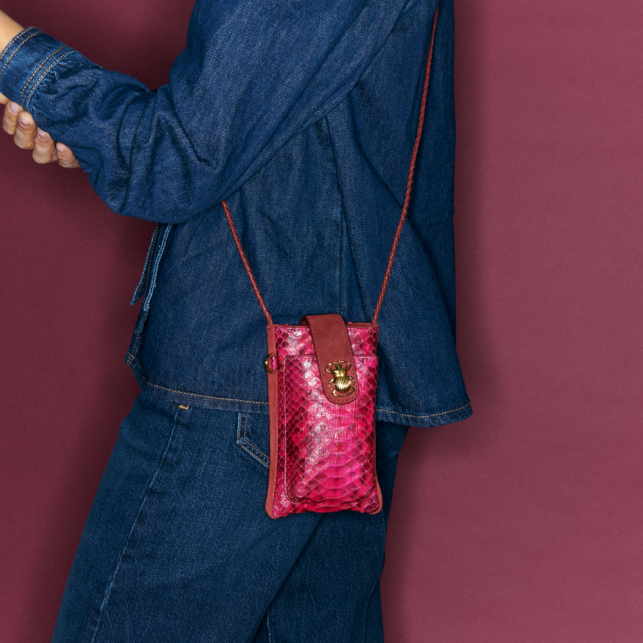 Pink Celosia Python Phone Bag Double Marcus