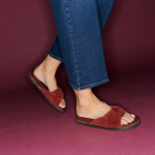 Burgundy Suede Jeannette Sandals