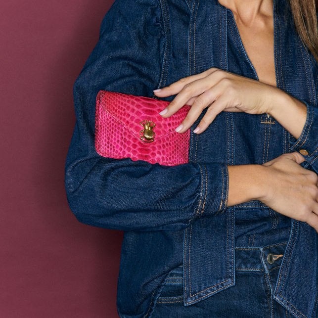 Pink Celosia Python Card Holder Alex