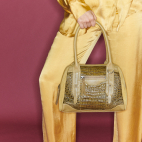 Kaki Embossed Leather June S Bowling Bag